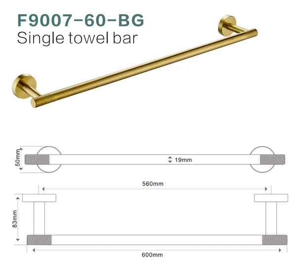 F9007-60cm Single Towel Rail