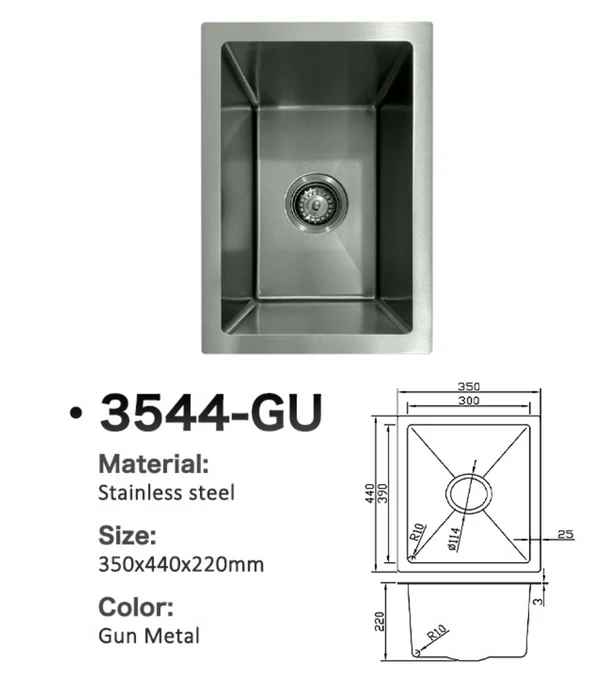3544-GU Stainless Steel Single Bowl Sink