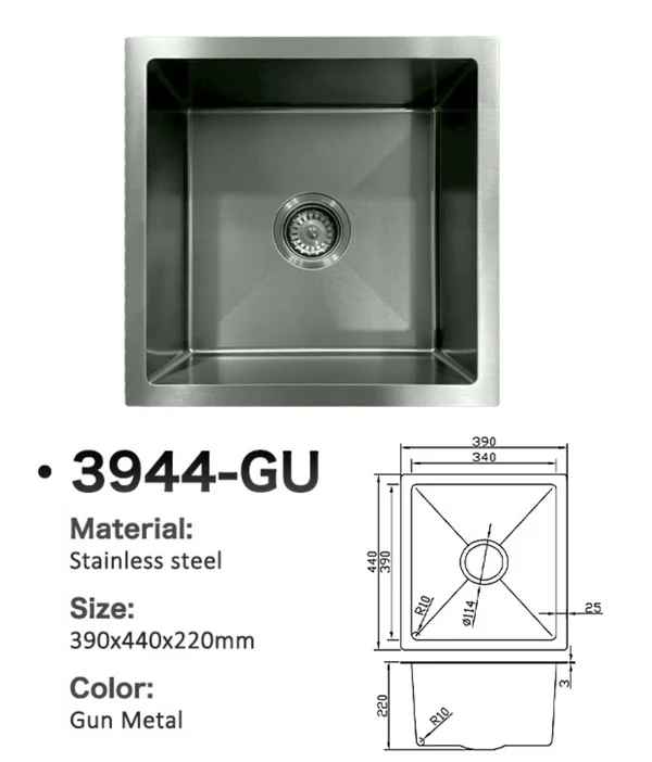 3944-GU Stainless Steel Single Bowl Sink