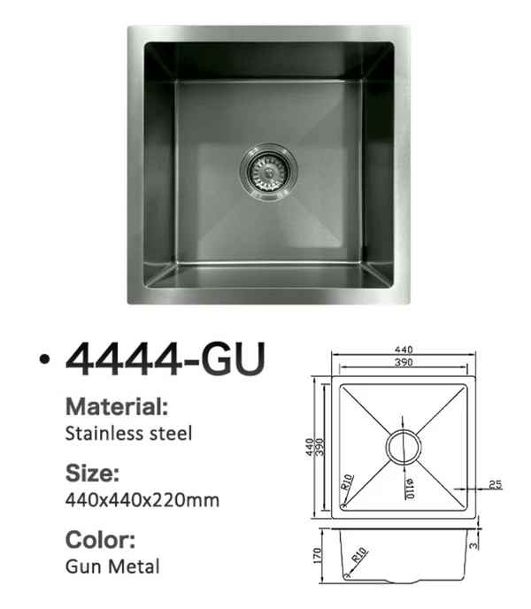 4444-GU Stainless Steel Single Bowl Sink