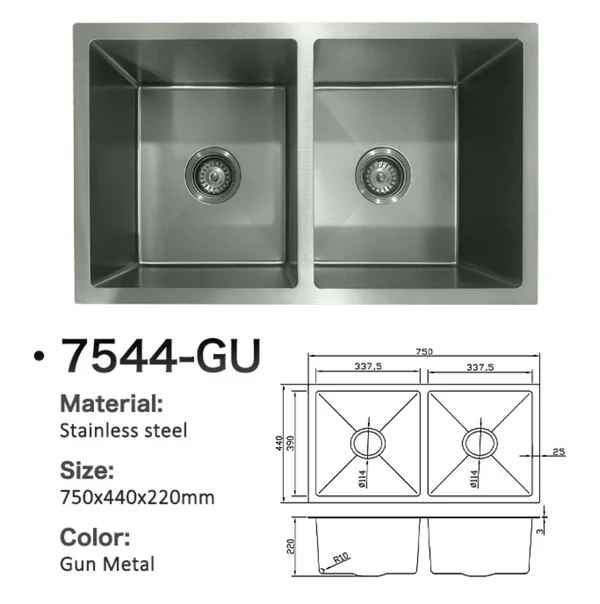 7544-GU Stainless Steel Double Bowl Sink