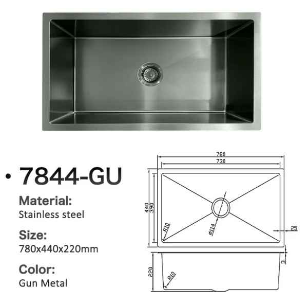 7844-GU Stainless Steel Large Single Bowl Sink