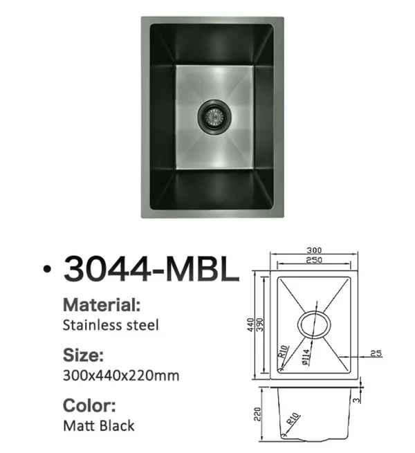 3044-MBL Stainless Steel Sink