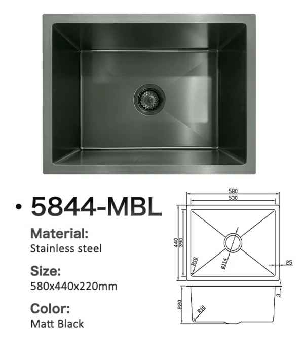 5844-MBL Stainless Steel Sink
