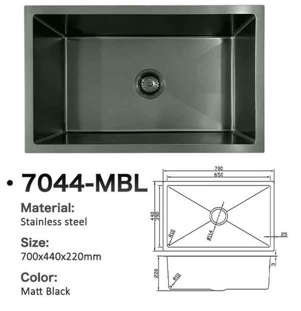 7044-MBL Stainless Steel Sink
