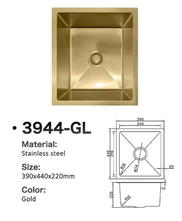3944-GL Stainless Steel Single Bowl Sink