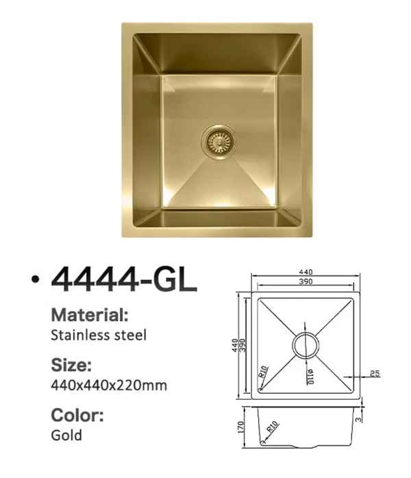 4444-GL Stainless Steel Single Bowl Sink