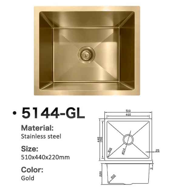 5144-GL Stainless Steel Single Bowl Sink