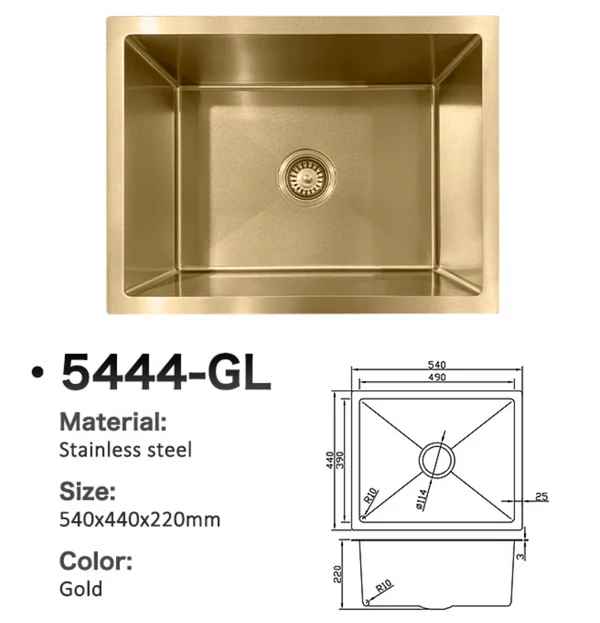 5444-GL Stainless Steel Single Bowl Sink