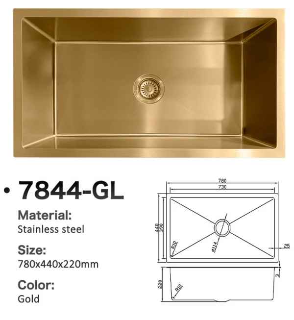 7844-GL Stainless Steel Single Bowl Sink