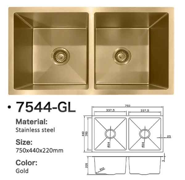 7544-GL Stainless Steel Double Bowl Sink