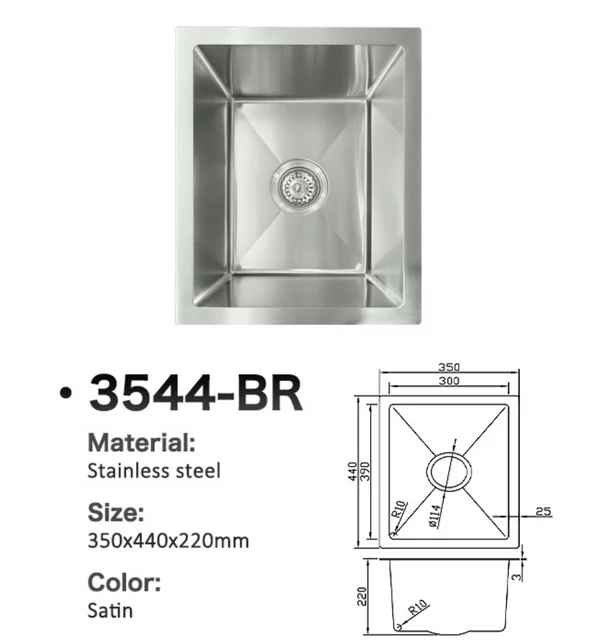 3544-BR Stainless Steel Single Bowl Sink