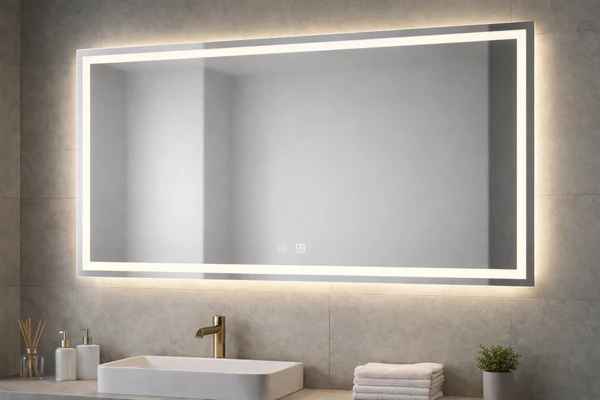 Frameless Rectangular LED Mirror – Frosted Edge