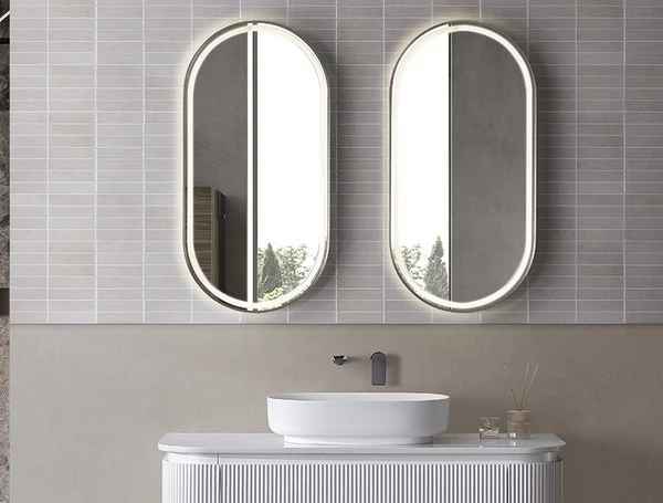 Frameless Pill LED Mirror – Lit Edge