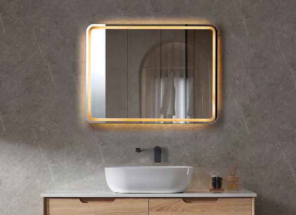 Brushed Gold Framed Rectangular LED Backlit Mirror