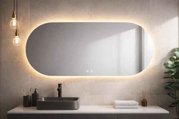 Frameless Landscape Pill LED Backlit Mirror