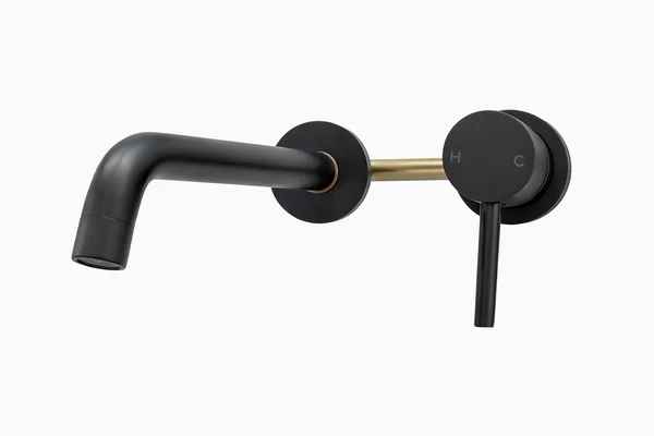 86H80 Round Wall Mounted Basin Mixer Set Black