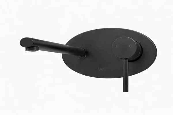Oval Wall Plate Basin Mixer Black