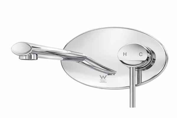 Oval Wall Mounted Basin Mixer Tap Chrome